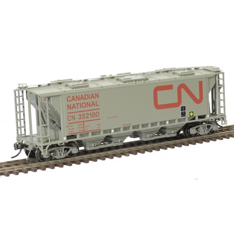Atlas Master® (HO) Slab-Side Covered Hopper - Canadian National (6-Hatch, gray, red)