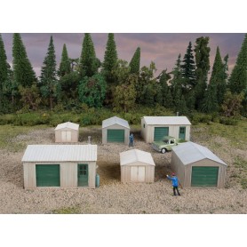 Walthers Cornerstone 4123 (HO) Metal Yard Shed -- Kit - Set of Six Buildings