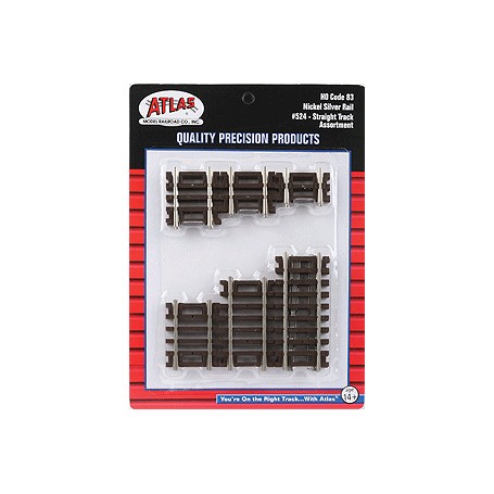 ATLAS 524 (HO) Code 83 Snap Track® - Straight Sections -- 10-Piece Assortment