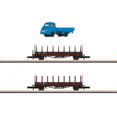 Märklin 82132 (Z) Type Rmms 33 (DB) Stake Car Set, Era III