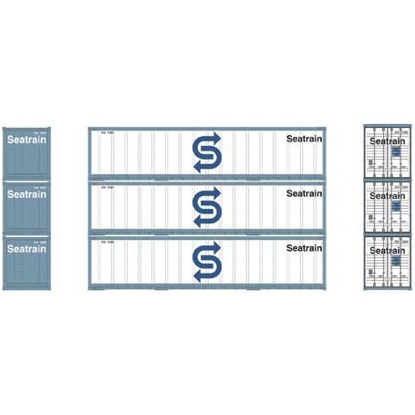 Athearn (N) 40' Smooth Side Container, Seatrain (3-pack)