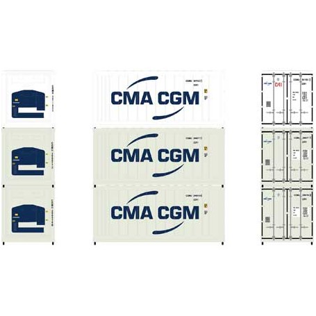 Athearn (N) 20' Reefer Container, CMA/CGM (3-pack)