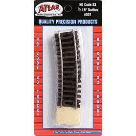 ATLAS 531 (HO) CODE 83 SNAP TRACK® - Curved 1/2 Section - 15" Radius pkg(4)