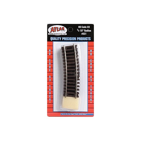 ATLAS 531 (HO) CODE 83 SNAP TRACK® - Curved 1/2 Section - 15" Radius pkg(4)