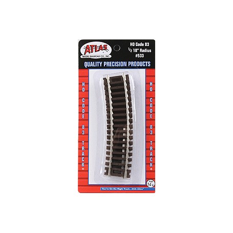 ATLAS 533 (HO) CODE 83 SNAP TRACK® - Curved 1/2 Section - 18" Radius pkg(4)