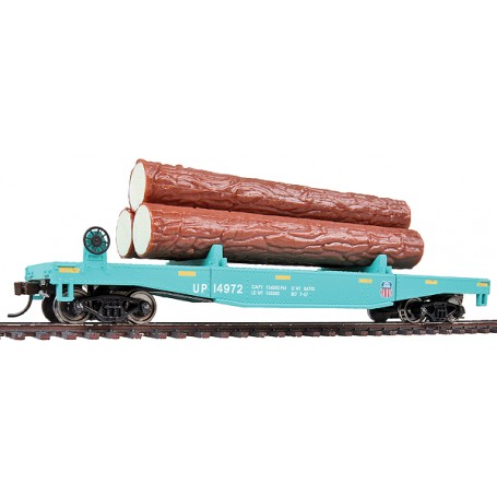 WALTHERS TrainLine 1773 (HO) Log Dump Car with 3 Logs - Union Pacific 14972