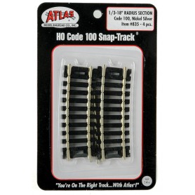 ATLAS 835 (HO) CODE 100 SNAP TRACK® - 1/3 Section - 18" Radius pkg(4)