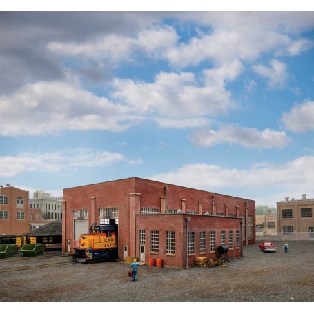 Walthers Cornerstone 2923 (HO) 130' 2-Stall Diesel Engine House -- Kit