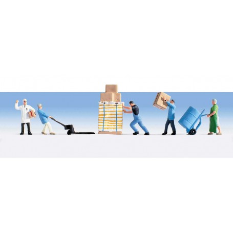 Walthers SceneMaster 6064 (HO) Warehouse Workers and Accessories -- 5 Figures with Accessories