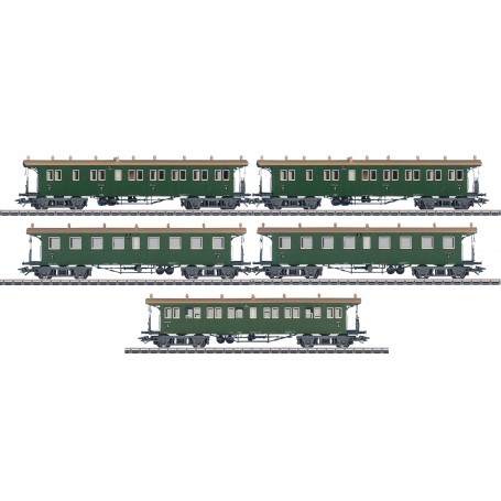 Märklin 42103, 42132, 42143 (HO) Express Train Open Platform Passenger Cars - Set of 5 cars (consignment)
