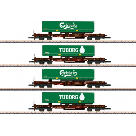 Märklin 82290 (Z) Deep-Well Flat Car Set "Carlsberg / TUBORG"