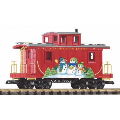 PIKO 38949 (G) Christmas Wood Caboose, Snowman Family