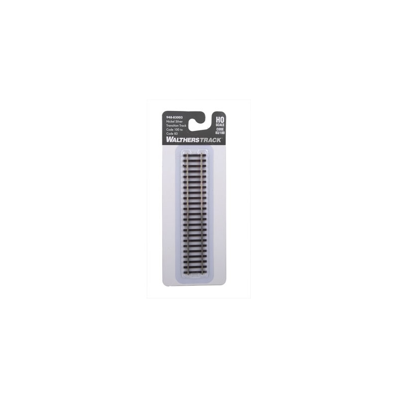 Walthers 948-83003, HO Scale Nickel Silver Transition Track, Code 100 to Code 83