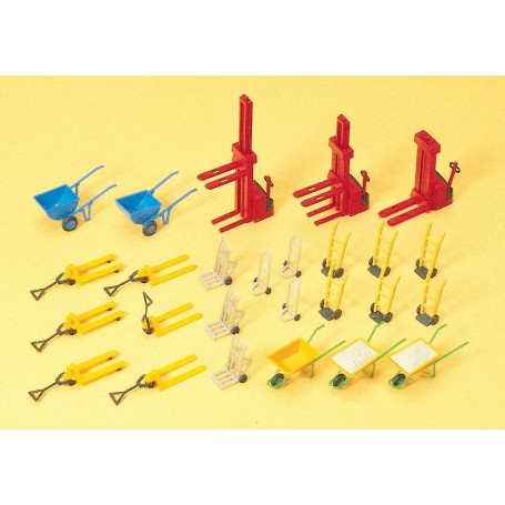 PREISER 17107 (HO) Forklifts & Wheelbarrows -- pkg(26) kit