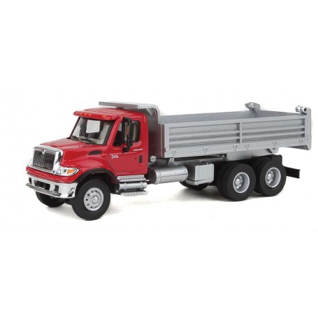 Walthers SceneMaster 11662 (HO) International® 7600 3-Axle Heavy-Duty Dump Truck - Red Cab, Silver Dump Body