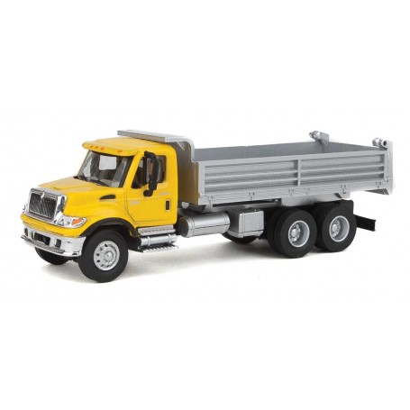Walthers SceneMaster 11663 (HO) International® 7600 3-Axle Heavy-Duty Dump Truck - Yellow Cab, Silver Dump Body