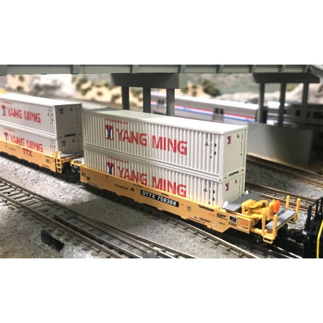KATO 106-6212 (N) Gunderson MAXI-I Double Stack Car TTX New Logo - Yang Ming containers