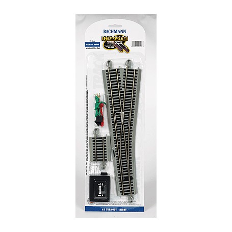 Bachmann Industries 44566 (HO) Right Hand No.5 Remote-Control Turnout - E-Z Track -