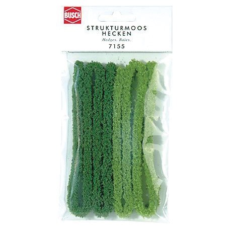 Busch 7155 (HO, N) Moss Hedges (Green 39.4 x 3/8" 100 x 1cm)