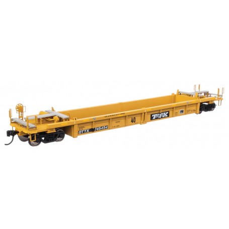Walthers MainLine (HO) Thrall Rebuilt 40' Well Car - TTX DTTX - small black & white TTX logo w/yellow conspicuity stripes
