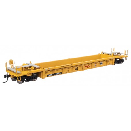 Walthers MainLine (HO) Thrall Rebuilt 40' Well Car - TTX DTTX - red TTX & Next Load Any Road logos, yellow conspicuity stripe