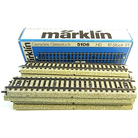 Märklin 5106 (10PK) (HO) Straight Track - 180mm M-track - with metal middle rod (consignment)