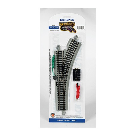 Bachmann Industries 44562 (HO) Right Hand Remote-Control Turnout, Nickel Silver Rail with Gray Roadbed - E-Z Track