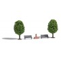BUSCH 1097 (HO) Water Well w/Benches & 2 Trees