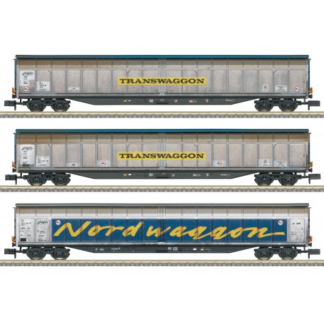 Trix 18297 (N) "Transwaggon" (DB AG) Sliding Wall Boxcar Set, Era V