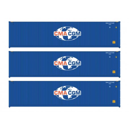 Walters Scenemaster 18251 (HO) 40' Fully Corrugated Container - 3-Pack -- CMA-CGM