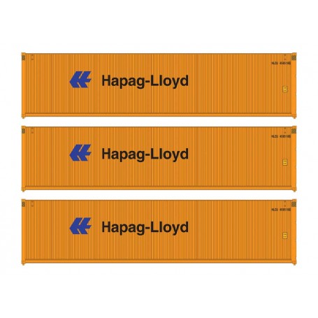 Walters Scenemaster 18252 (HO) 40' Fully Corrugated Container - 3-Pack -- HAPAG-LIOYD