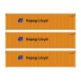 Walters Scenemaster 18252 (HO) 40' Fully Corrugated Container - 3-Pack -- HAPAG-LIOYD