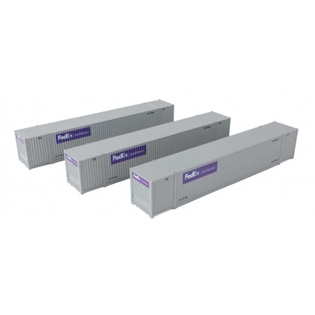 Walthers Scenemaster 18503 (HO) 53' Singamas Corrugated Side Container - 3-Pack -- FedEx