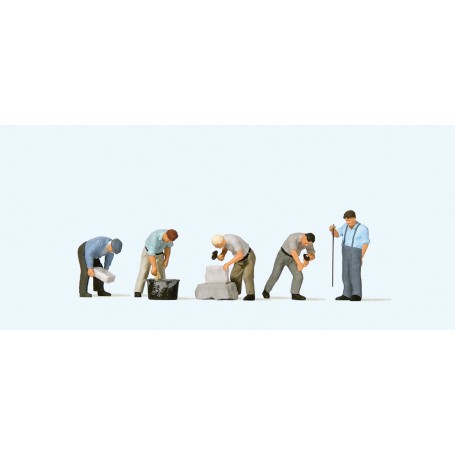 PREISER 10669 (HO) Working at the Quarrystone Wall - pkg(5)