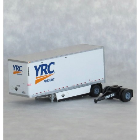 Trainworx 42890-04 (N) 28' Pup Van Trailer with Converter Dolly - YRC Freight