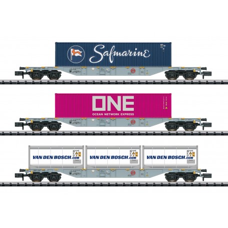 TRIX 15228 (N) AAE type Sgns Container Flat Car Set (RN/HRC) Era VI