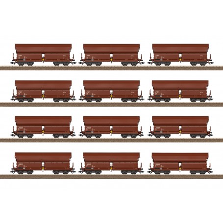 TRIX 24968 (HO) Type Tals 968 Hinged Roof Car Set /12 (DB) Era IV