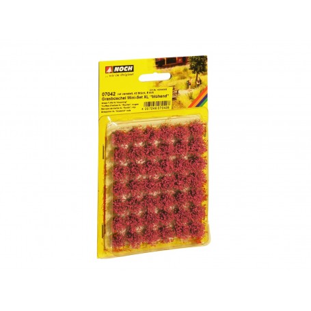 NOCH 07042 (A) Grass Tufts XL Mini Set "blooming" 42 pieces, 6 mm, red