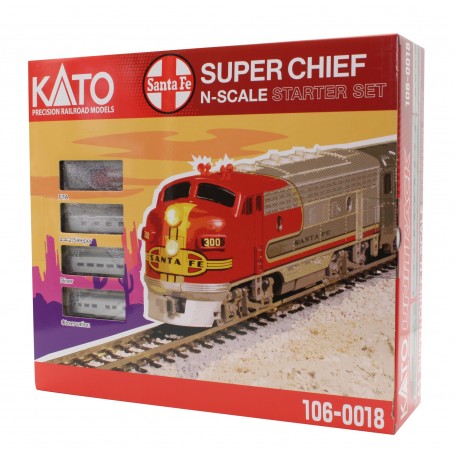 KATO 106-0018 (N) Basic Oval Track Set, Power Pack (120V) Super Chief Starter Set