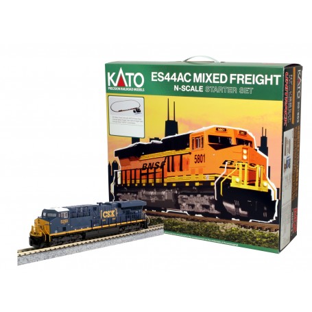 KATO 106-0021 (N) M1 Basic Oval Track Set, ES44 CSX, Freight Cars and Power Pack, 120V