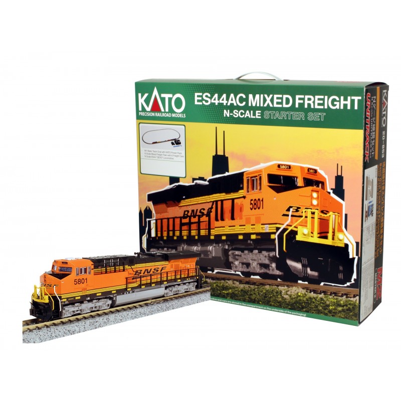 KATO 106-0024 (N) M1 Basic Oval Track Set, ES44 BNSF, Freight Cars