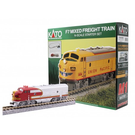 KATO 106-0049 (N) Freight Train Starter Set - AT&SF F7A - Unitrack Oval, Power Pack SX