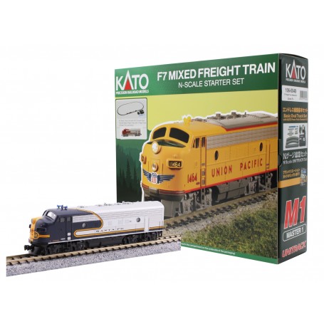 KATO 106-0051 (N) Freight Train Starter Set - AT&SF Bluebonnet - Unitrack Oval, Power Pack SX