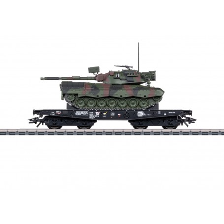 Märklin 48876 (HO) Type Rlmmps Heavy-Duty Flat Car, Leopard 1A1 battle tank