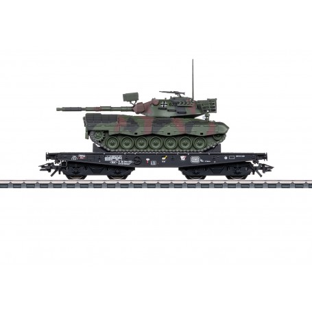 Märklin 48877 (HO) Type Rlmmps Heavy-Duty Flat Car, Leopard 1A1 battle tank