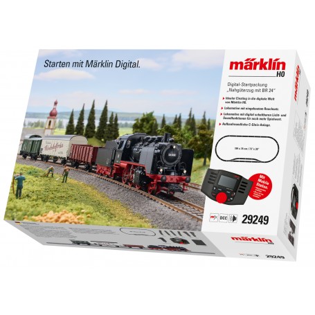 Märklin 29249 (HO) "Short Haul Freight" Class 24 Steam Locomotive - Starter Set w/Mobile Station, 120V