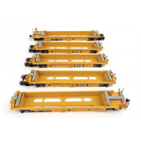 Walthers MainLine 55666 (HO) Thrall 5-Unit Rebuilt 40' Well Car - TTX DTTX 741142 - black & white TTX logo