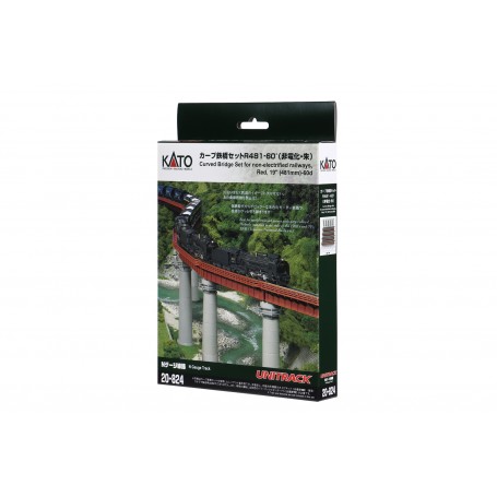 KATO 20-824 (N) Curved Bridge Set 19″ (481mm) - 60° Red