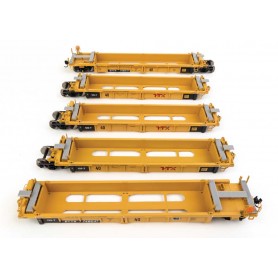 Walthers MainLine 55673 (HO) Thrall 5-Unit Rebuilt 40' Well Car - TTX DTTX 748247 - large red TTX logo