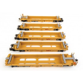 Walthers MainLine 55672 (HO) Thrall 5-Unit Rebuilt 40' Well Car - TTX DTTX 748195 - large red TTX logo